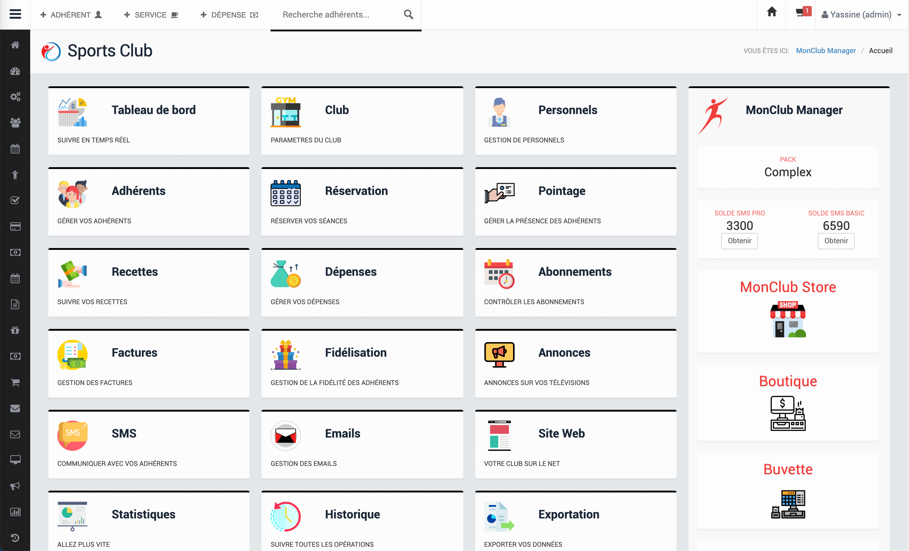 Application Monclub Manager